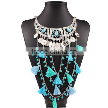 zm34112a fashion women resin layered long tassel necklace jewelry