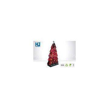 Red Christmas Tree Cardboard Advertising Displays , Double Sided Display Stand