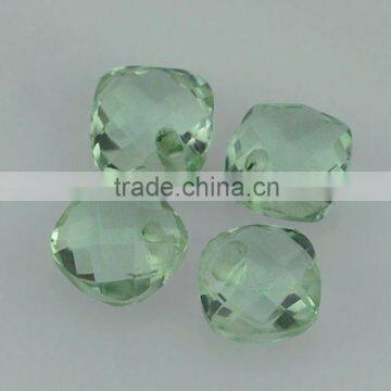 Cushion Shape Calibrated Green Amethyst Briolette - Natural Precious & Semi Precious Gemstones