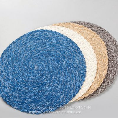 Hot Sale Eco-friendly Stocked Round Fabric PP Woven Placemat For Dinning Table Decoration