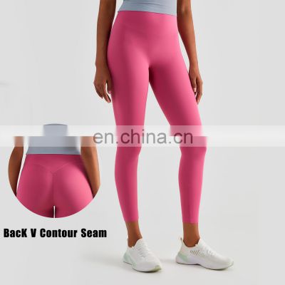 Custom Beautiful V Contour Seam Yoga Leggings Pants Women Sexy Tik Tok High Waist Fitness Gym Tights Outdoor Sportswear Clothes