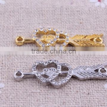 New style arrow&heart shinny rhinestone connector, crystal Connector for bracelet decoration making wholesale!!