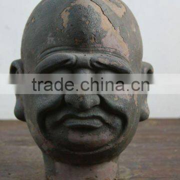 Antique Chinese Wooden Buddha Head Sculpture