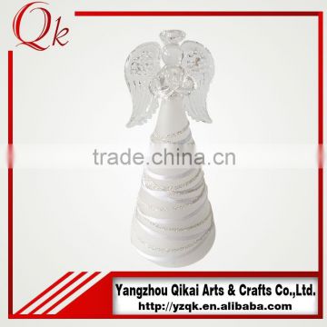 Hot sale and different size decorative glass angel with LED light with good quality for christmas day