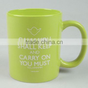 Promotional green Ceramic cups / mugs, Customized ceramic coffee mugs, Desk mugs, Drinking mugs, PTM1259
