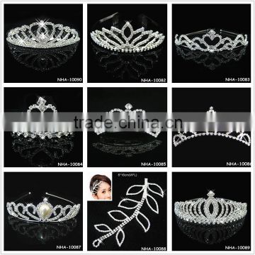 Wholesale elegant crystal crown bridal hair accessories pearl hair band