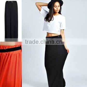 2014 Viscose Jersey Belted Ladies Long Skirt Models