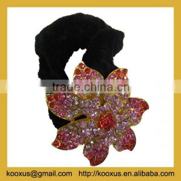 Rhinestone crystal flower hair barrette clip