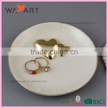 White Ceramic Engagement Ring Tray With Gold Plated Heart