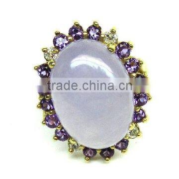 falak gems Lavender Jadeite Ring Diamond Amethyst Purple