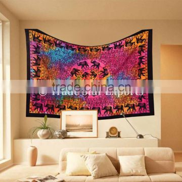 Ethnic Tie Dye Elephant Print Twin Wall Hanging Home Decor Tapestry