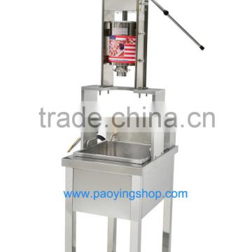 2016 New Stainless Steel 3L Five Nozzles Manual Spainish Churros Machine with Fryer & Stand