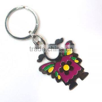 Top quality zinc alloy metal color filling various colors planted keychain