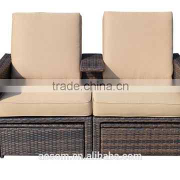 Outsunny Outdoor 3pc PE Rattan Wicker Patio Love Seat Lounge Chair Set