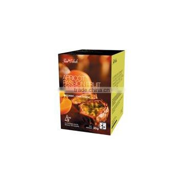 Apricot Passion Fruit Rooibos in pyramidal teabags