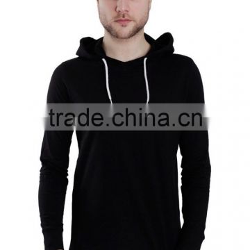 Fashion slim pullover black plain hoodie with ear dri fit hoodies