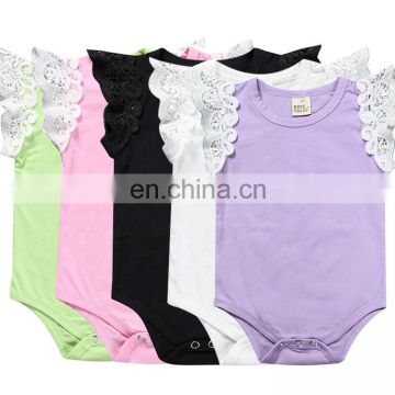 Summer candy color fly sleeve baby clothes romper pure color 4 yards newborn lace romper
