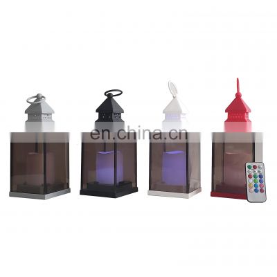 Home Decor Battery Operated Led Lantern Plastic Lantern With Led Candle Remote Controller