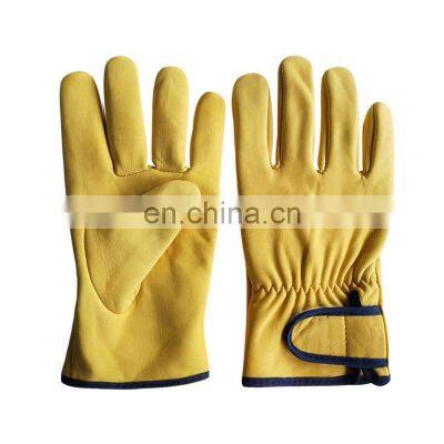 Hot sale AB grade yellow color soft goat leather driver sport wind proof gloves