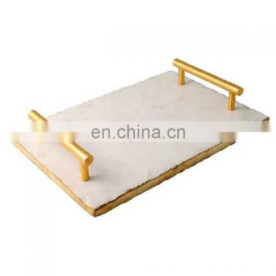gold colour edge marble tray