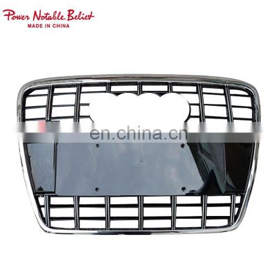 Auto front grille for Audi A6 C6 center honeycomb mesh bumper Bright black grill RS6 style 2005 2006 2007 2008 2009 2010 2011