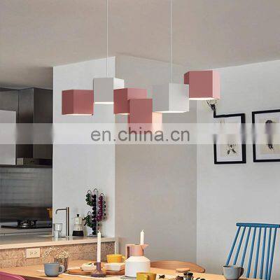 Wholesale Living Room Indoor Pendant Light Minimalist White Square Ceiling Lamp Luxury Modern Bedroom Chandelier