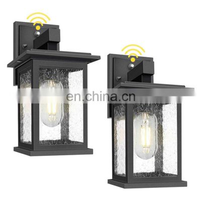 Outdoor Wall Mount Lights 2 Pack, 1-Light Exterior Sconces Lantern in Black Finish with Clear Seeded Glass