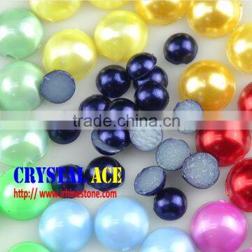 Good quality Muticolors half round flat pearls hotfix