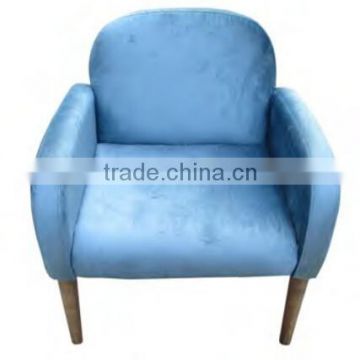 Upholstery morden blue velvet wooden frame armchair