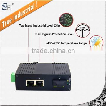 1x10/100Base-X SC to 2x10/100Base-T single mode excellent chip industrial media converter