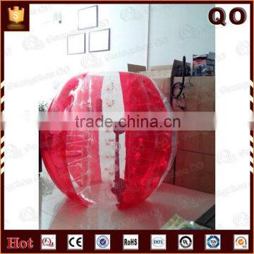 Crazy game person inside inflatable buddy belly bumper ball