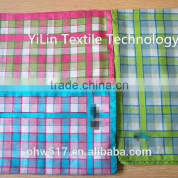 NO26 High quality 100% cotton handkerchief colours plaid satin handkerchief