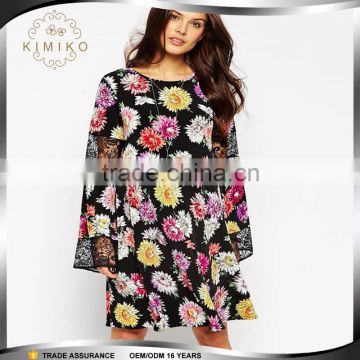 OEM Service Supply Elegant Floral Print Maternity Dress Maxi Plus Size