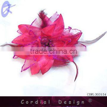 2013 unique handmade feather flower brooches and clip mixed functions