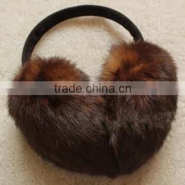Russia Style Brown Color Real Fur Earflap Rex Rabbit Fur Earmuff