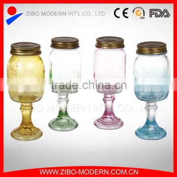 High Quality Drinking Mason Jar Logo Cheap Glass Mason Jars With Stem