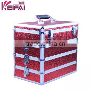Personalized Most Popular Products Red Sequin PU Antique Professional Cosmetic Case