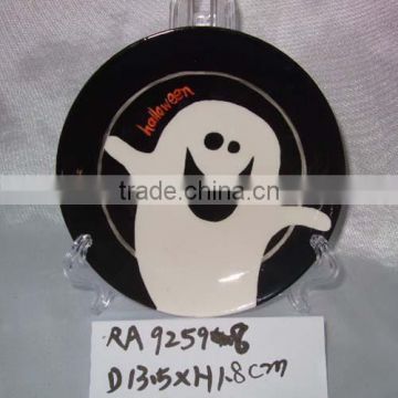 hand painted halloween ceramic plate for supply