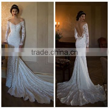 sex long sleeve full lace mermaid fish style wedding dress