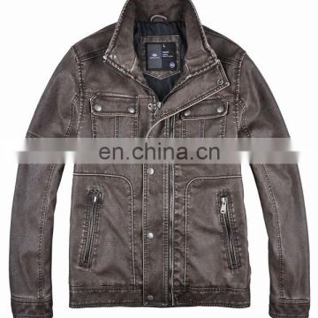 2017 Newest Motorbicycle Design PU Leather Jacket With Fur Collar for Men