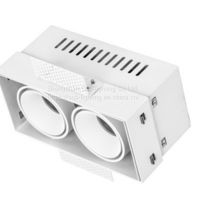 White Recessed LED Double Heads Downlights, Adjustable direction, COB CREE Chip, 85-265VAC