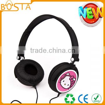 Cartoon colorful pink stereo fashion fancy best selling bottom price wired headphones