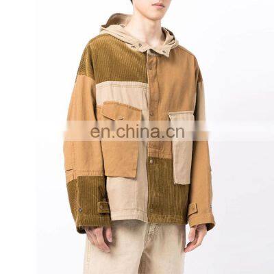 YIHAO Men windbreaker hoodie jacket cotton coat twill jackets hoodie