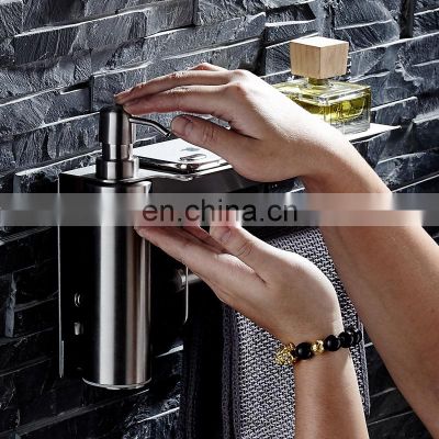 Home Stainless Steel 304 Wall Mount shower metal Liquid Soap Dispenser with toilet paper holder phone shelf Bathroom Accessories