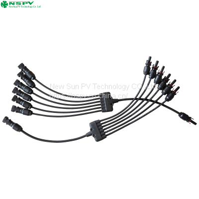 NewSun high quality factory custom 6to1 solar pv wire harness with male female connector