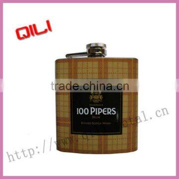 Overall water transfer stainless steel hip flask
