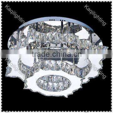 LED Modern Crystal Two Rings Ceiling light Stainless Steel Lamp