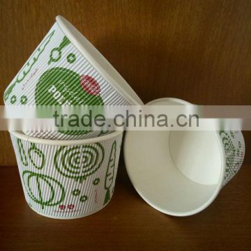 ripple corrugated pe coated double wall insulated promotional hot soup paper bowl in china supplier