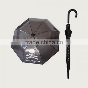 Straight black transparent pvc skeleton skull umbrella custom , promotional innovative umbrellas