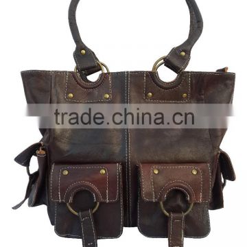 Handmade leather handbag moroccan chocolate brown wholesale